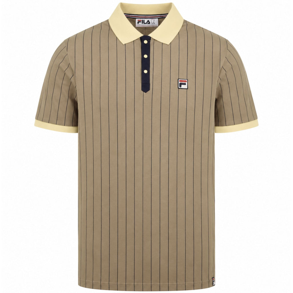 Fila Vintage BB1 Classic Vintage Striped Polo Shirt - Double Cream