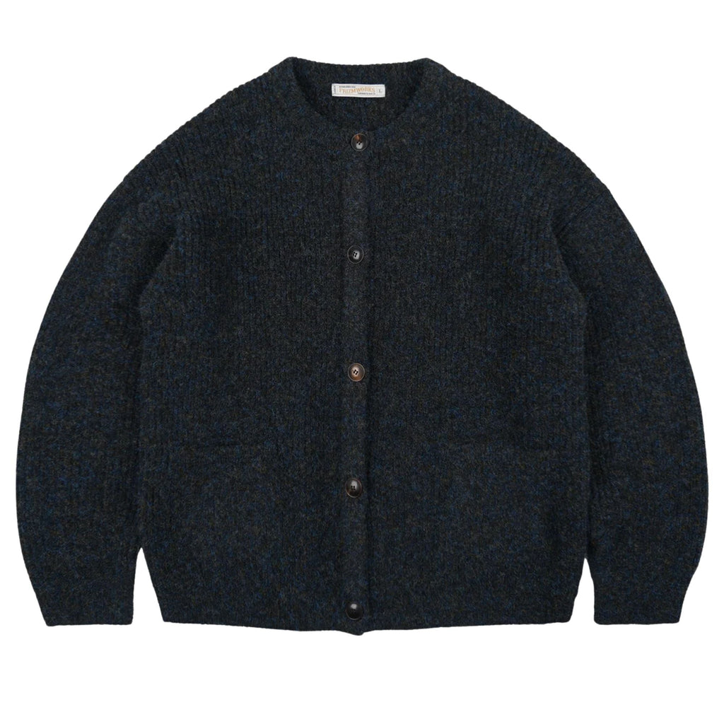 FrizmWORKS Brushed Wool Round Cardigan - Black