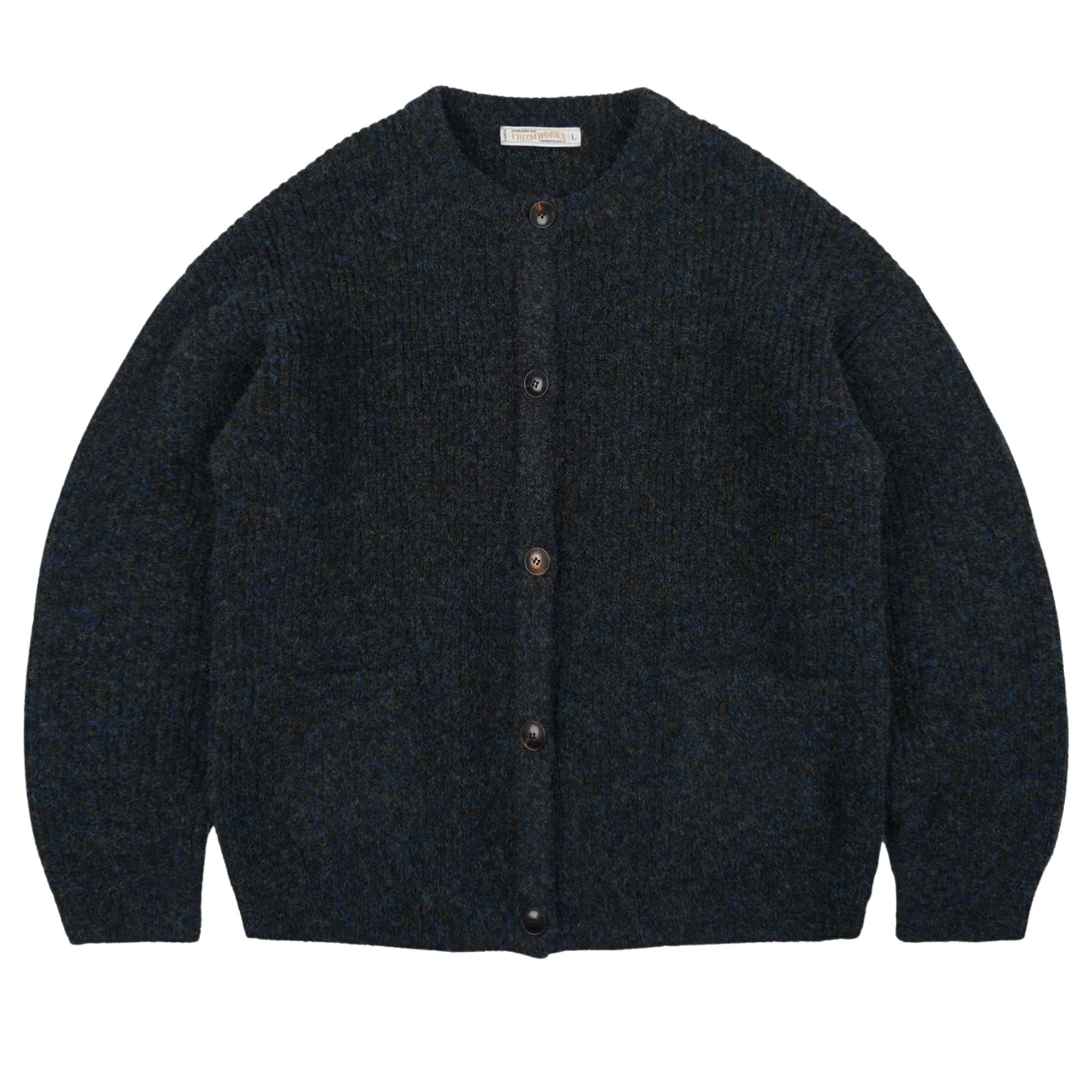 FrizmWORKS Brushed Wool Round Cardigan - Black