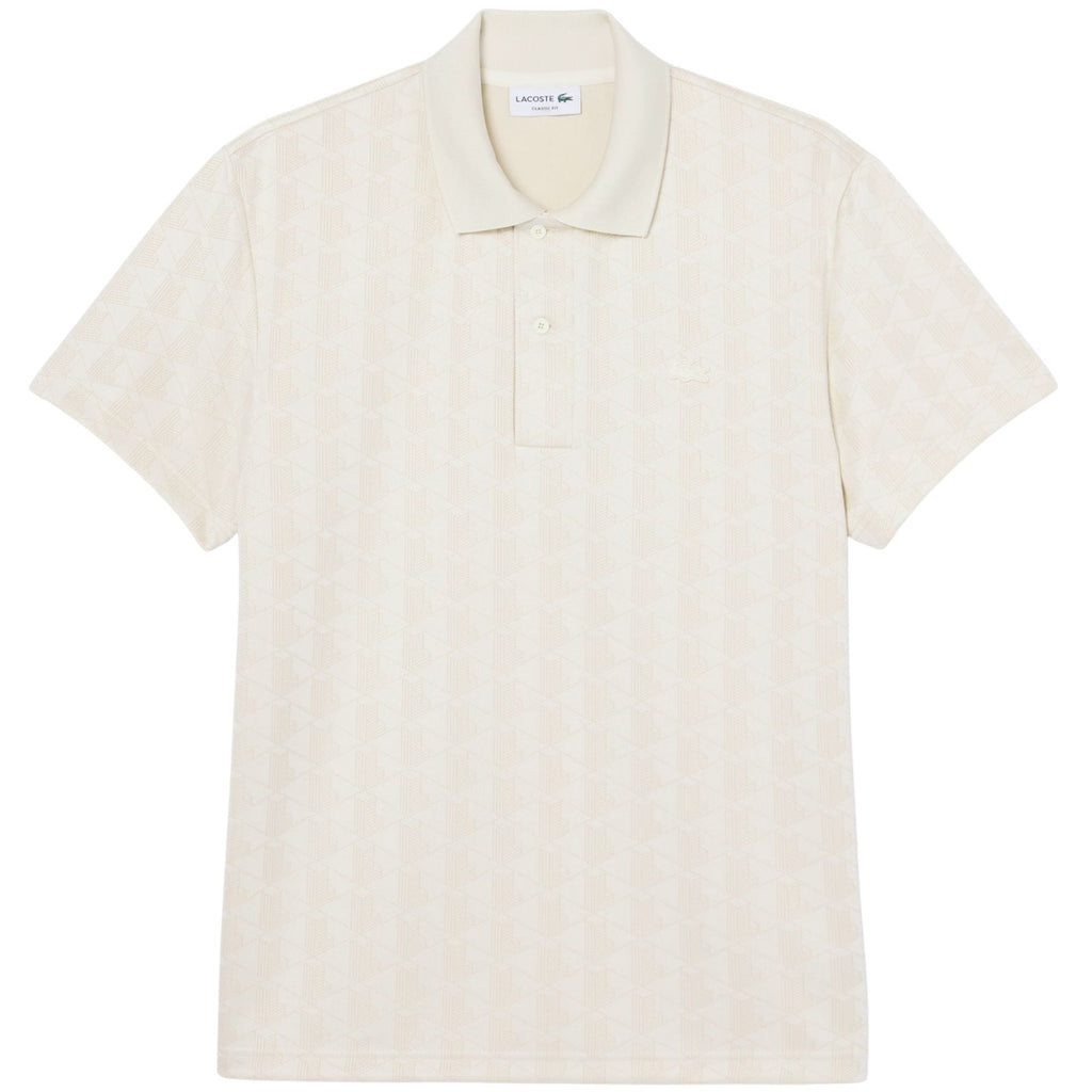 Lacoste Classic Fit Monogram Jacquard Polo Shirt - Beige