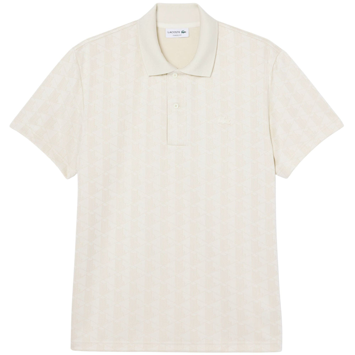 Lacoste Classic Fit Monogram Jacquard Polo Shirt - Beige