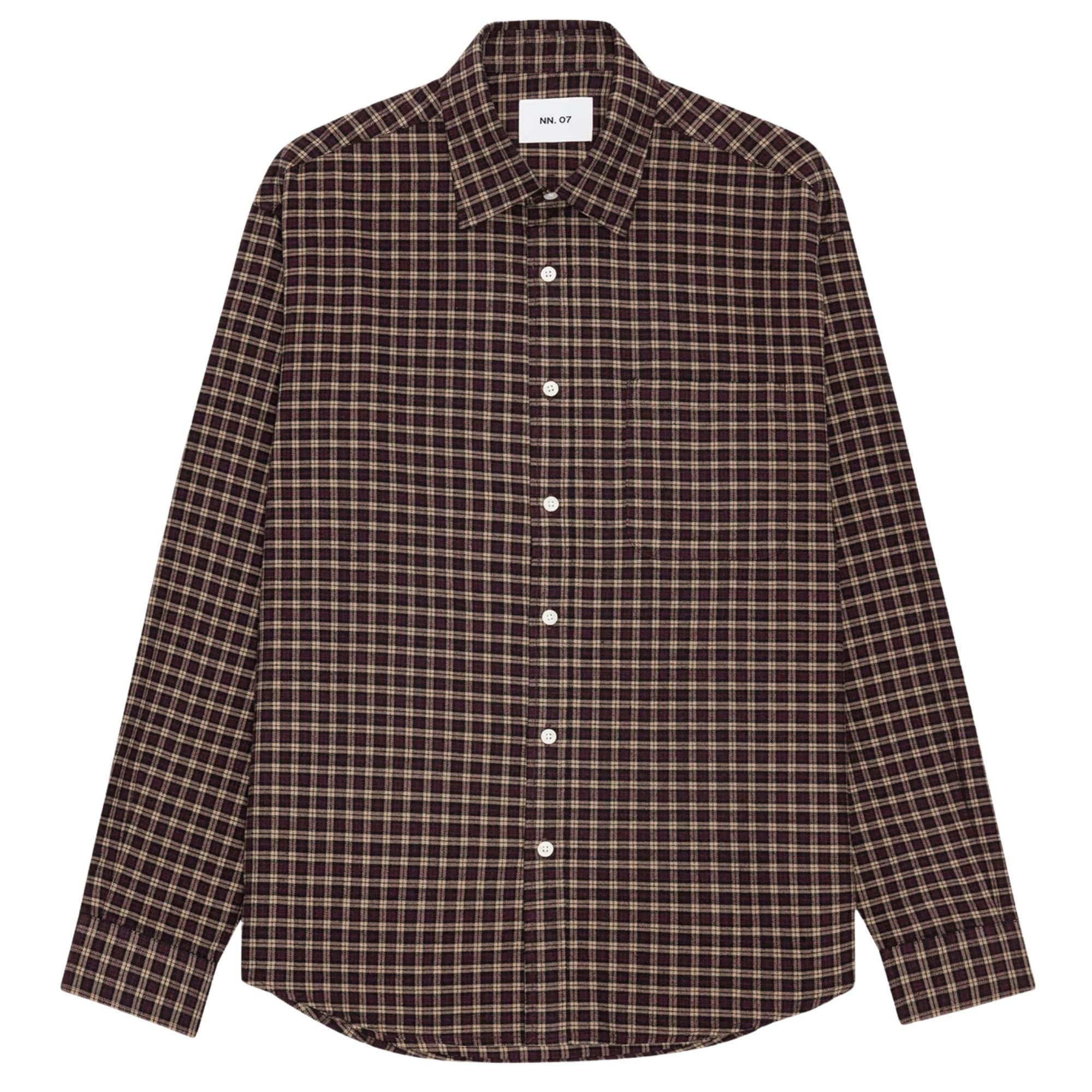 NN07 Deon Shirt - Bordeaux Check