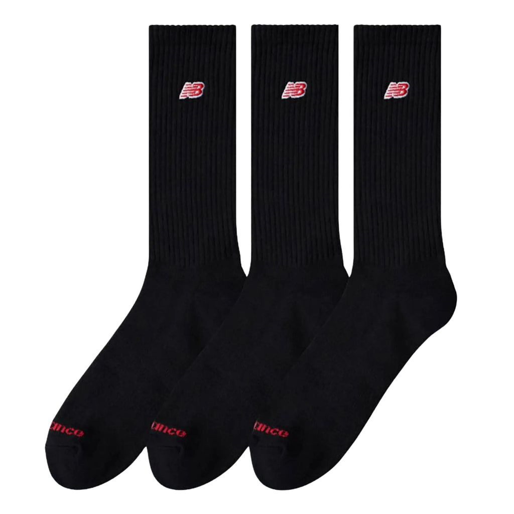 New Balance Patch Logo Crew Socks 3 Pack - Black