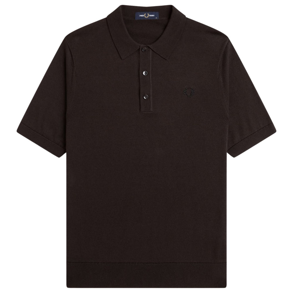 Fred Perry Cotton Knitted Shirt - Rich Brown