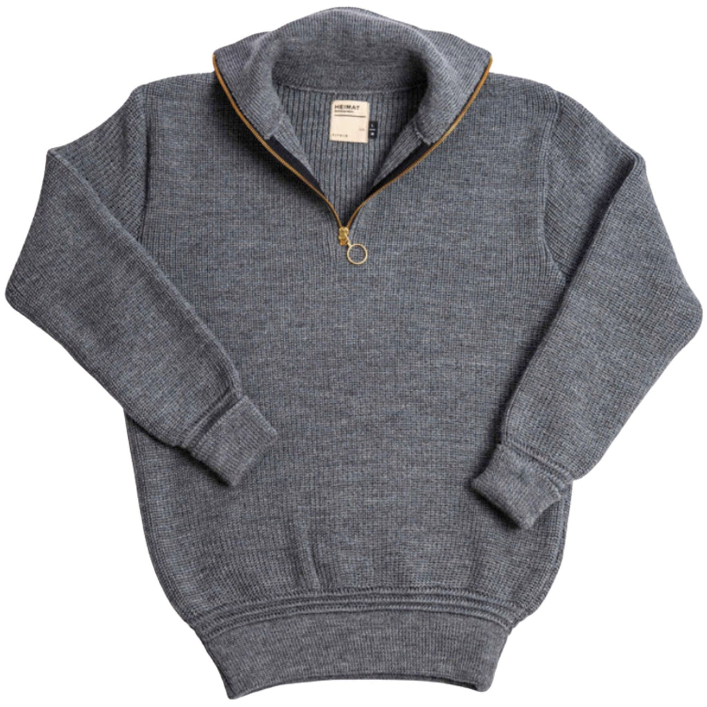 Heimat Virgin Wool Skipper Sweater - Battleship Grey