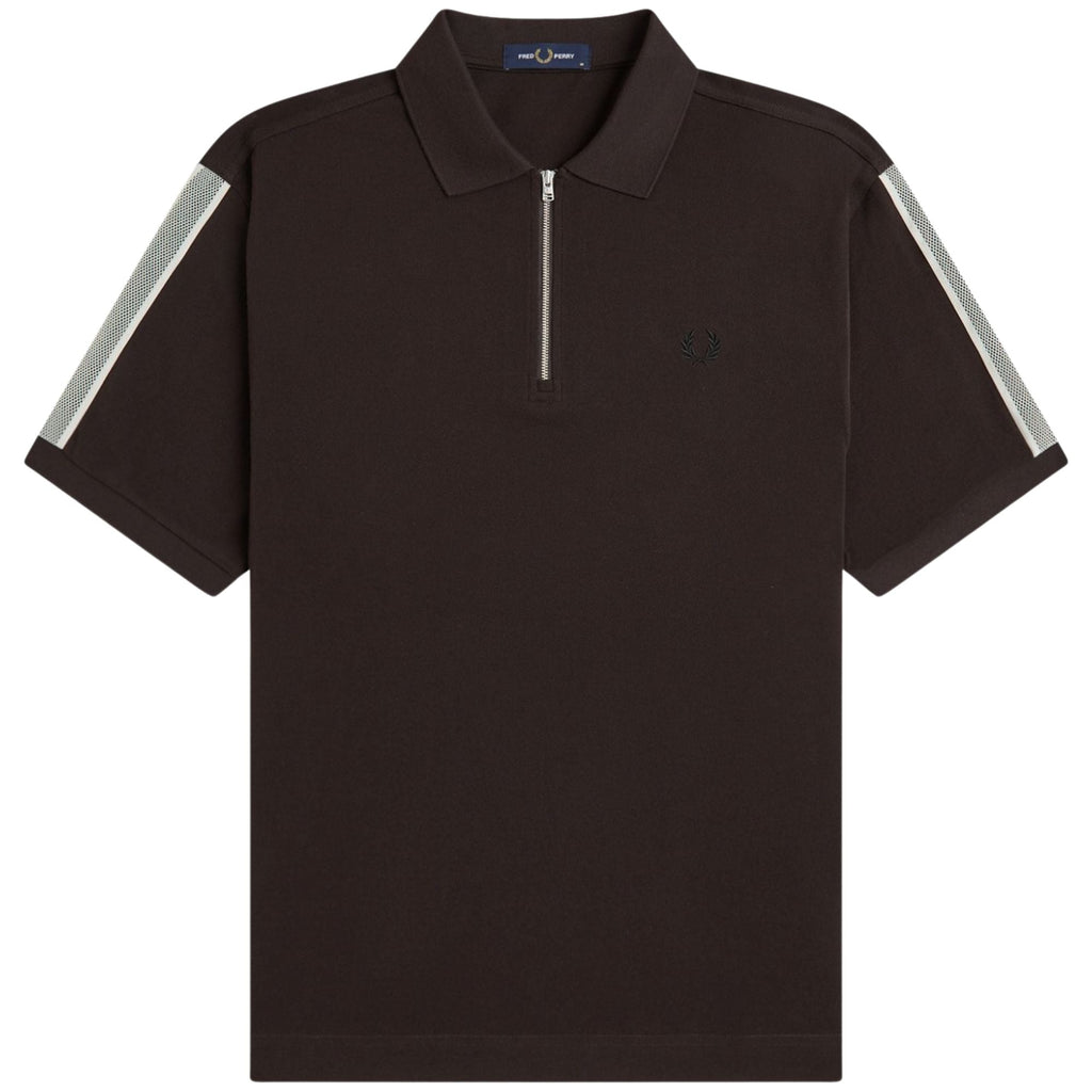 Fred Perry Tennis Net Tape Polo Shirt - Rich Brown