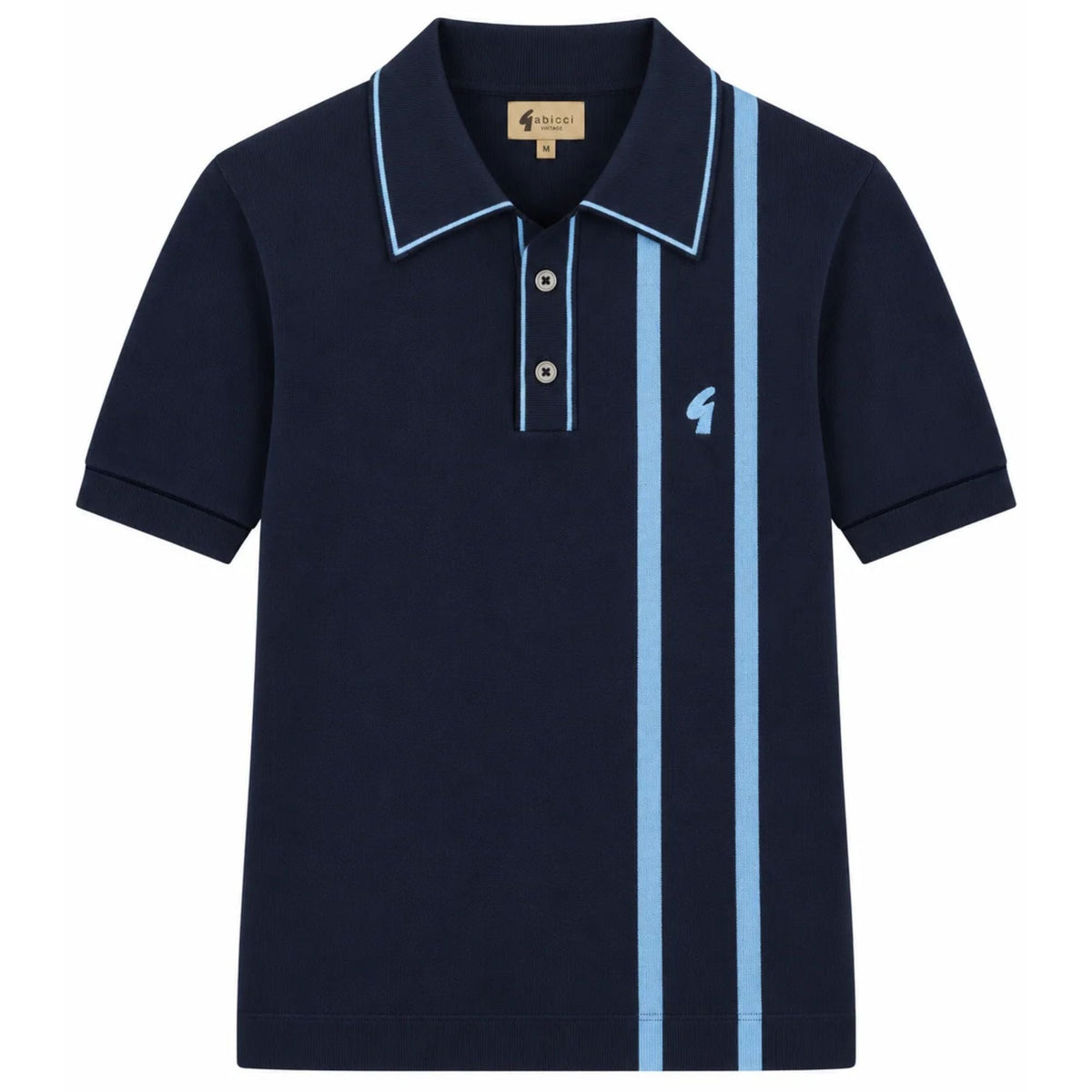 Gabicci Vintage Beckenham Short Sleeve Knit Polo - Navy