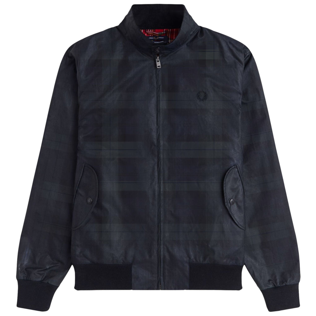 Fred Perry Waxed Harrington Jacket - Blackwatch