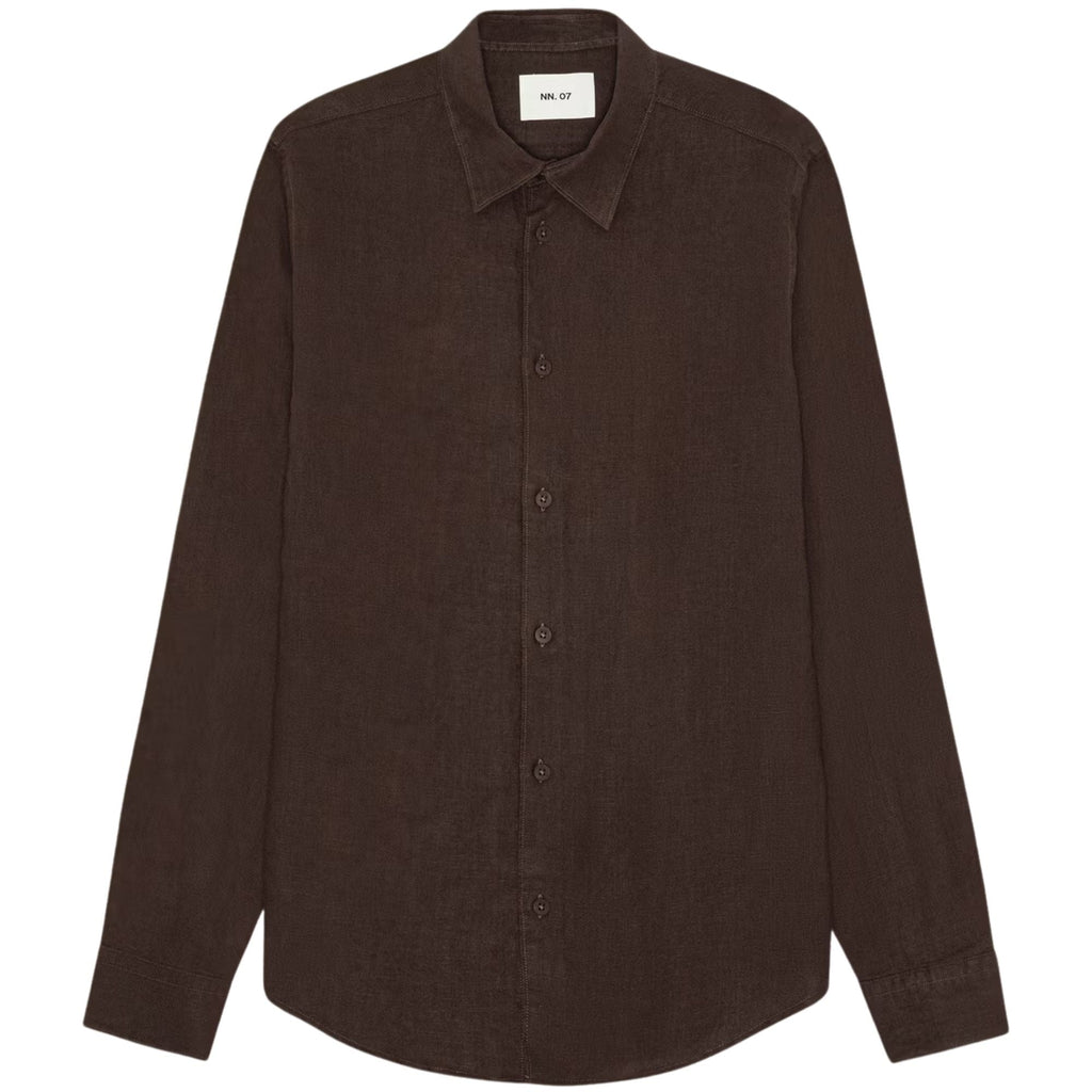 NN07 Enzo Classic Collar Linen Shirt - Truffle