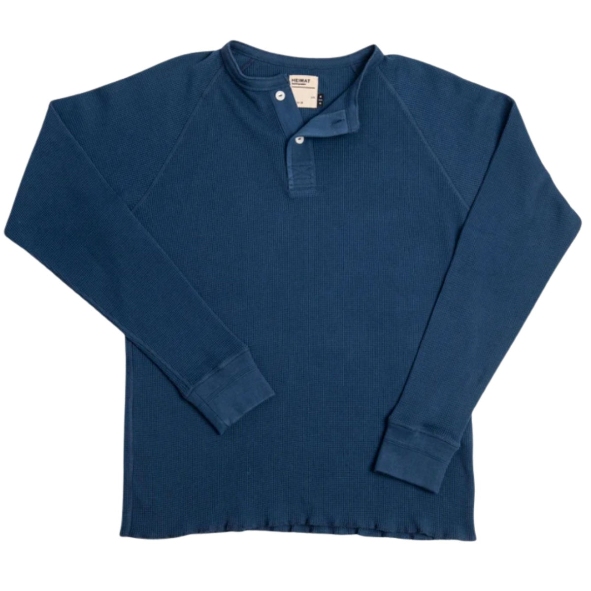Heimat Henley Cotton Waffle Henley Polo - Ink