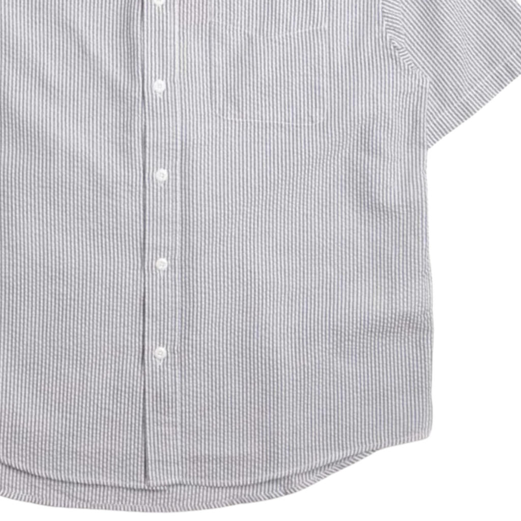 OG Stripe Seersucker Half Shirt - Black