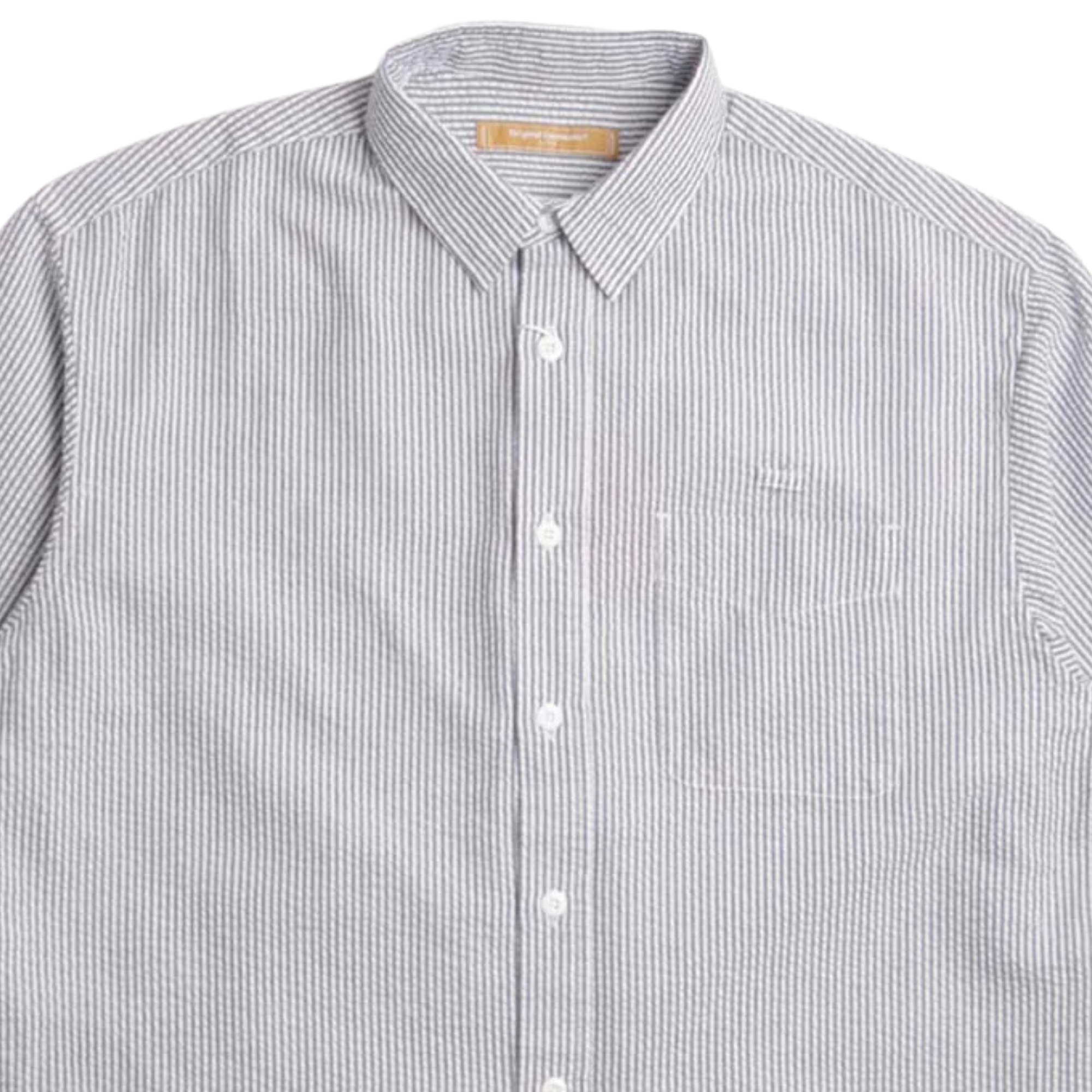 OG Stripe Seersucker Half Shirt - Black