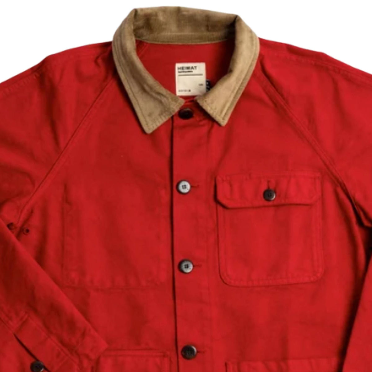 Heimat Cotton Canvas Contrast Collar Journey Coat - Safety Red