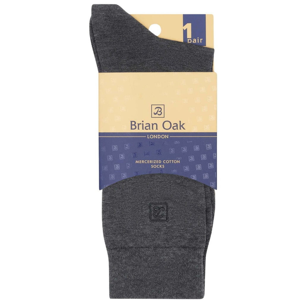 Stuarts London Brian Oak Plain Socks - Grey Charcoal