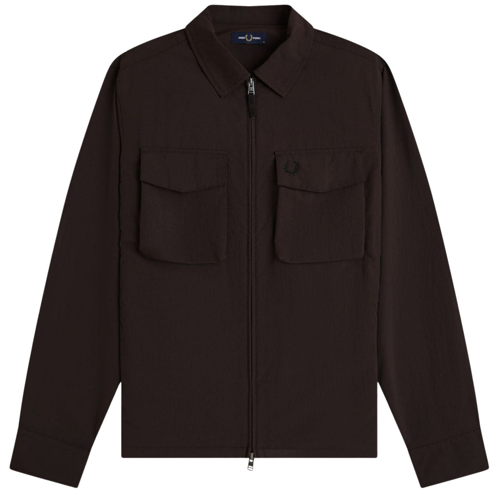 Fred Perry Ripstop Pocket Overshirt - Rich Brown
