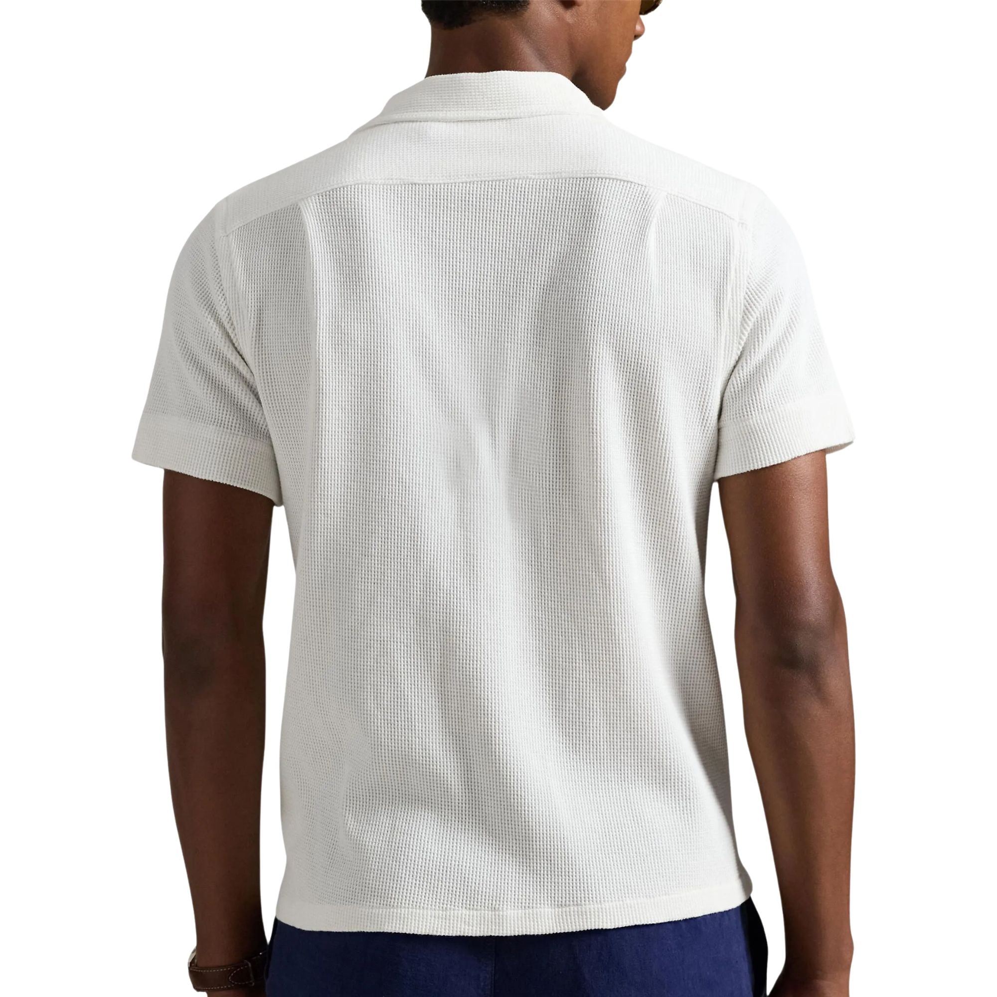 Waffle Knit Camp Collar Shirt - White