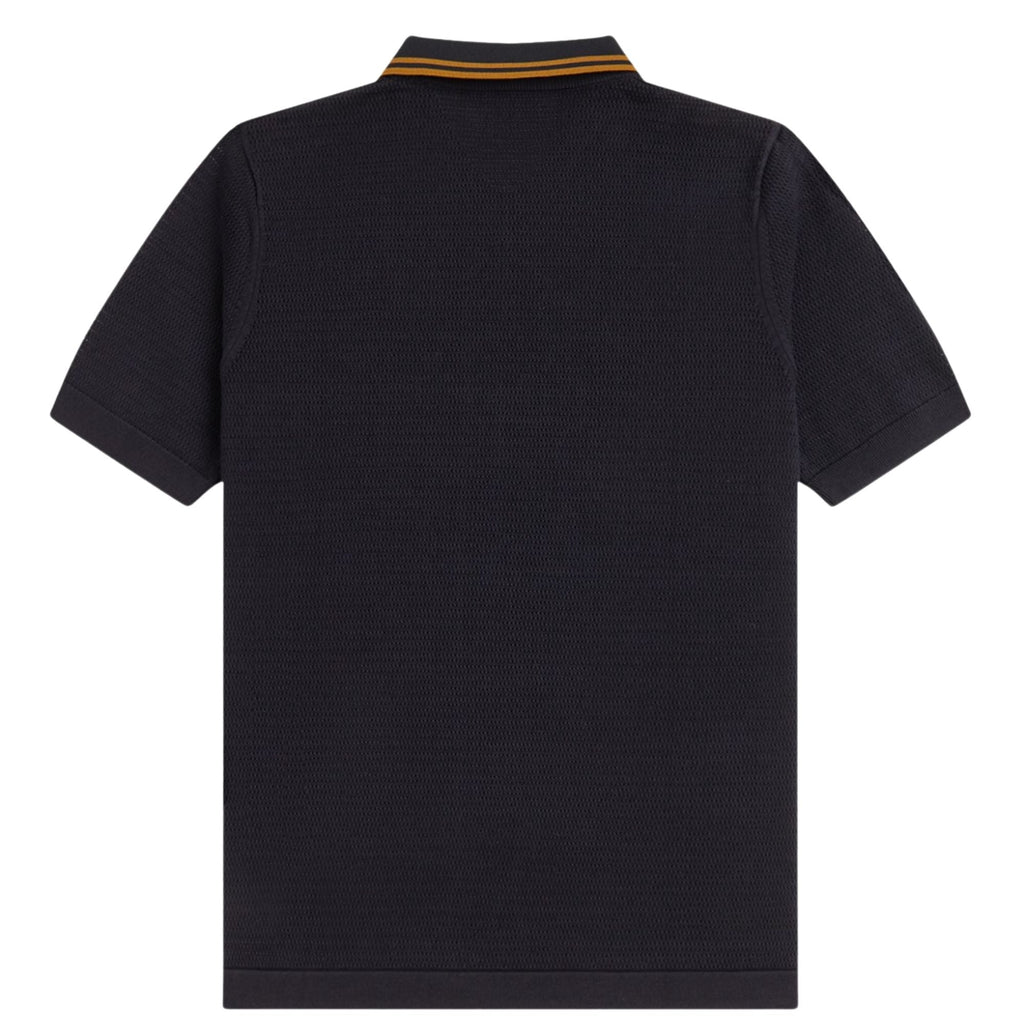 Fred Perry Pointelle Knitted Shirt - Black
