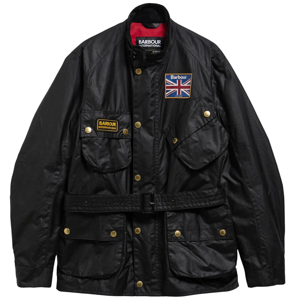 Barbour International Union Jack Wax Jacket - Black