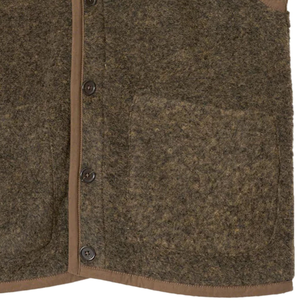 Universal Works Lancaster Gilet Bouclet Fleece - Brown