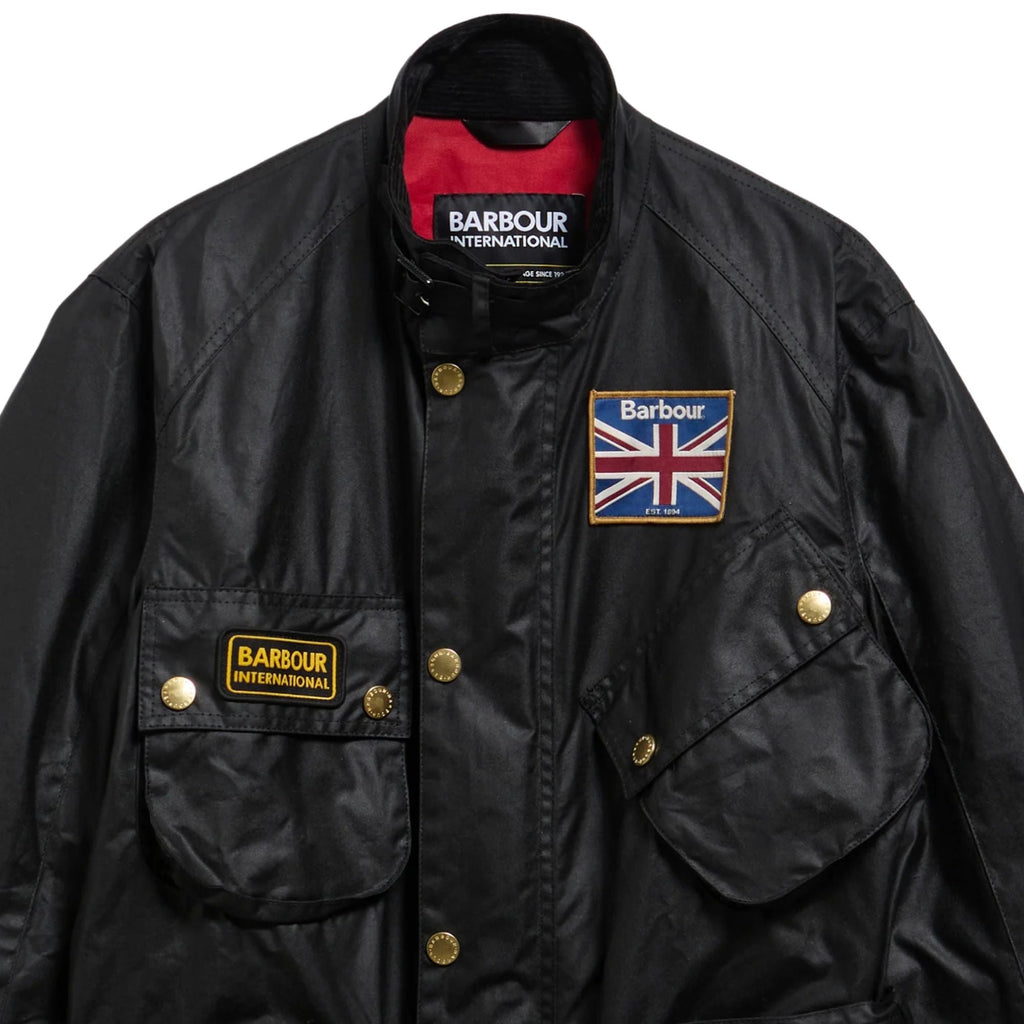 Barbour International Union Jack Wax Jacket - Black
