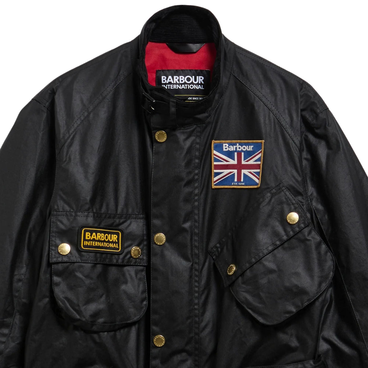 Barbour International Union Jack Wax Jacket - Black