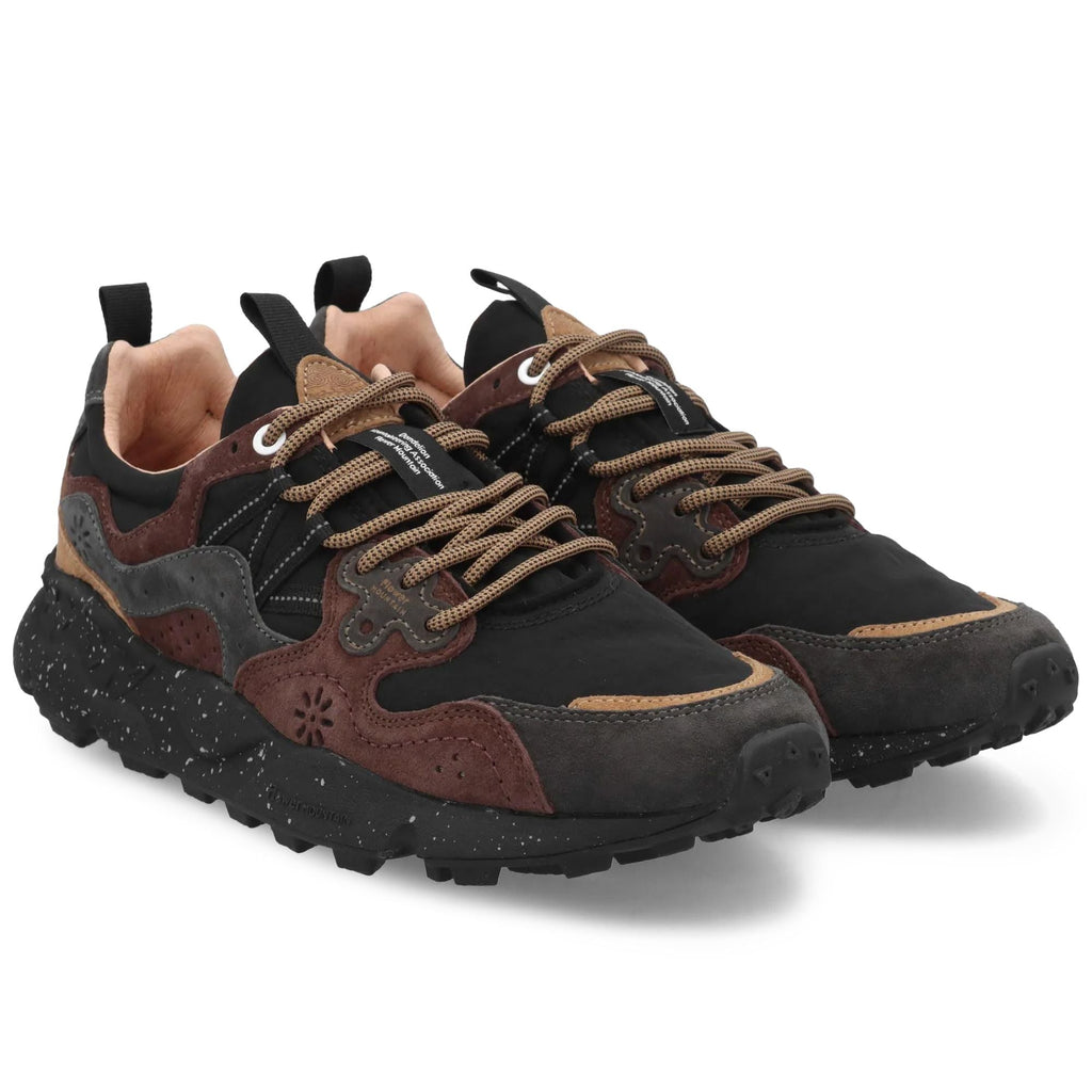 Flower Mountain Yamano 3 Man Trainers - Dark Grey/Black/Dark Brown