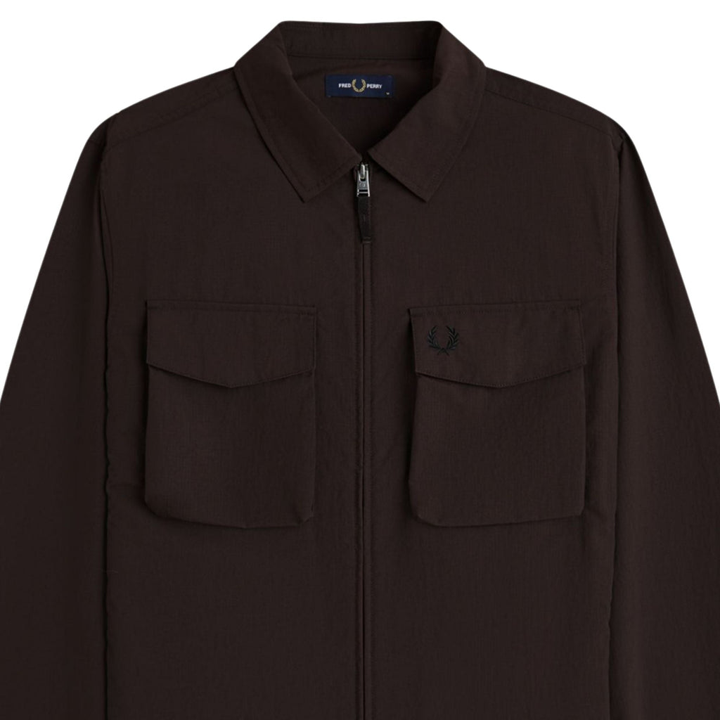 Fred Perry Ripstop Pocket Overshirt - Rich Brown
