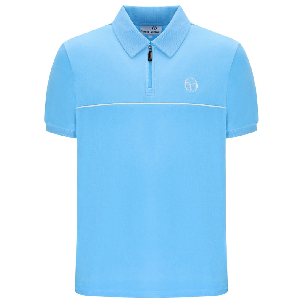 Sergio Tacchini Cardona Velour Zip Polo Shirt - Baltic Sea