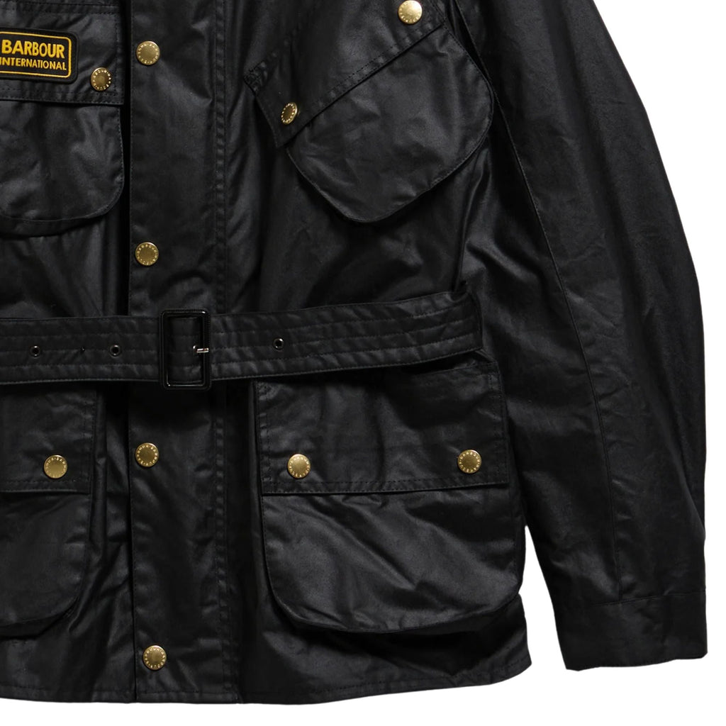 Barbour International Union Jack Wax Jacket - Black