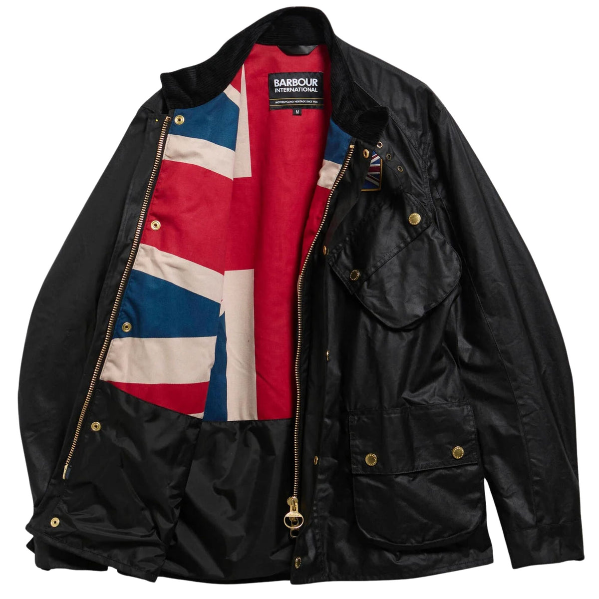 Barbour International Union Jack Wax Jacket - Black