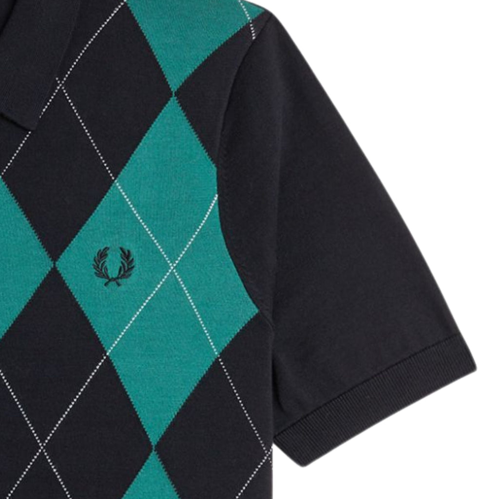 Fred Perry Argyle Knitted Shirt - Black