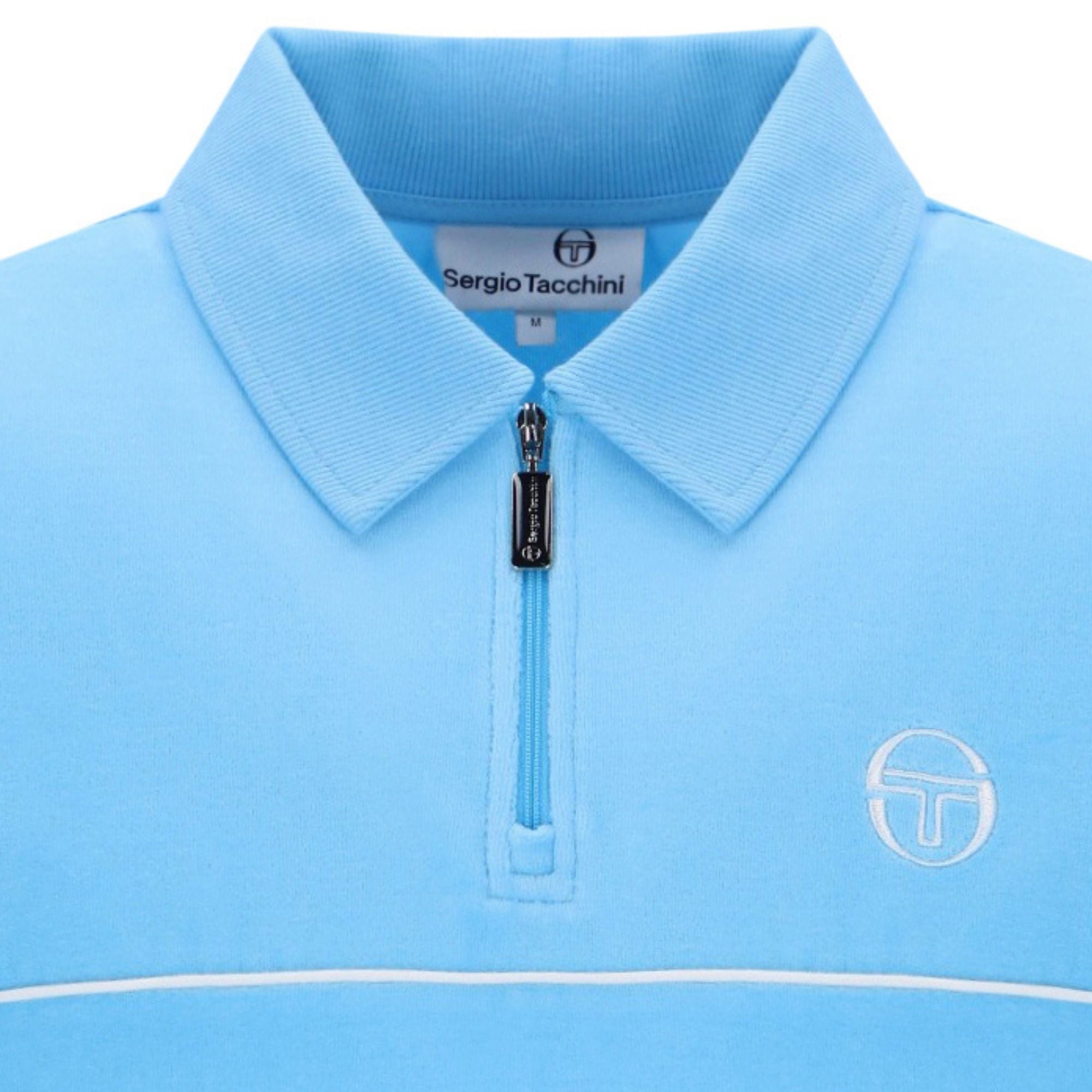 Sergio Tacchini Cardona Velour Zip Polo Shirt - Baltic Sea