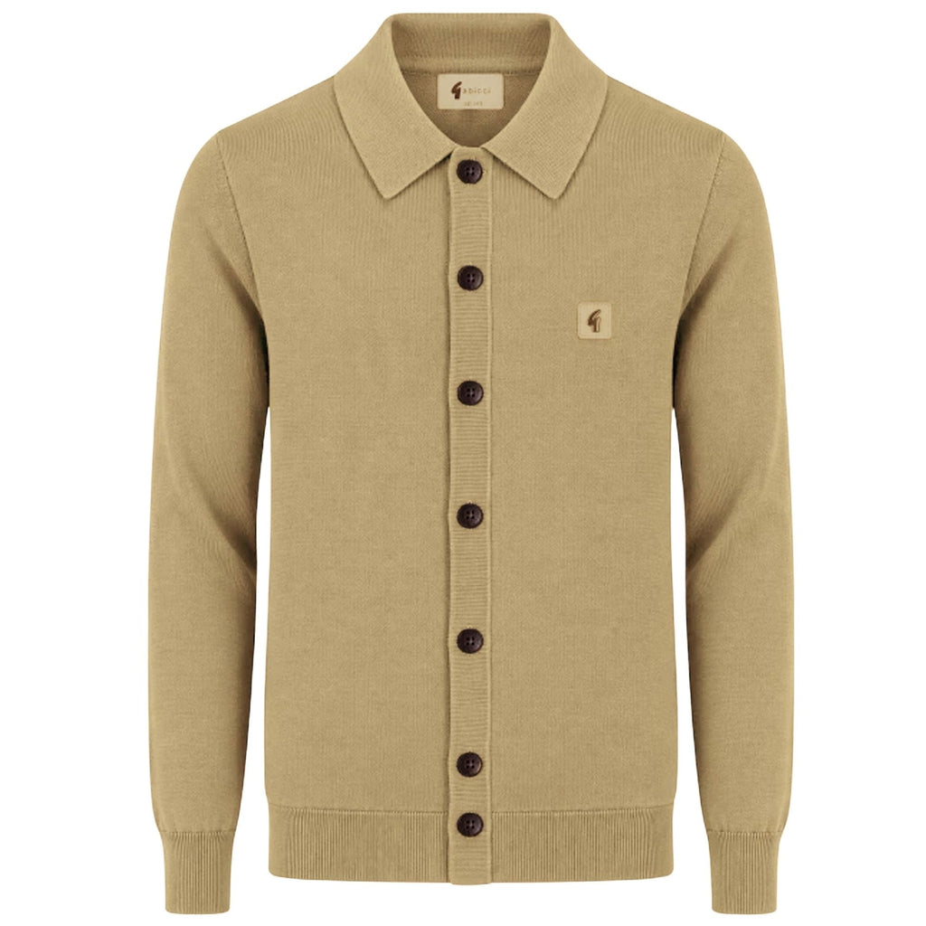 Gabicci Vintage Azima Long Sleeve Plain Knit Button Thru - Caramel