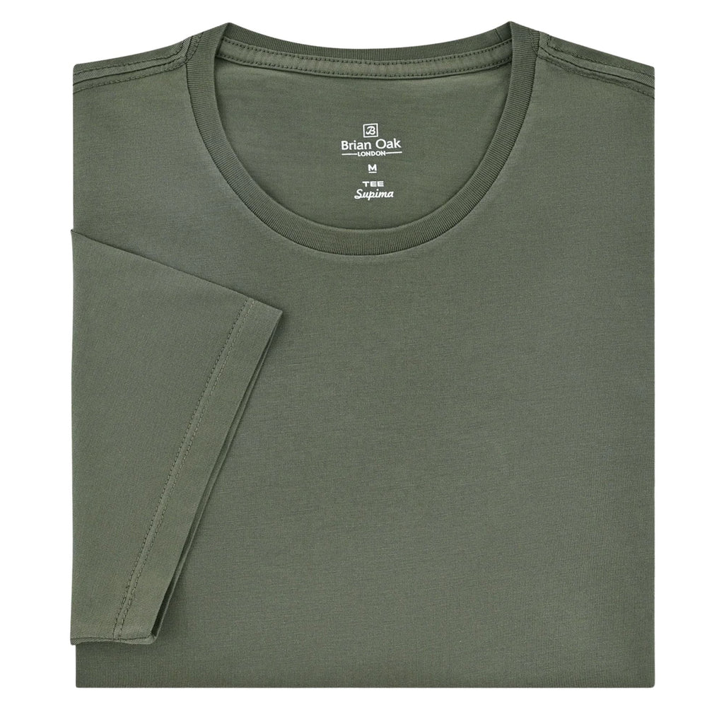 Stuarts London Brian Oak Pure Supima Cotton T-Shirt - Olive
