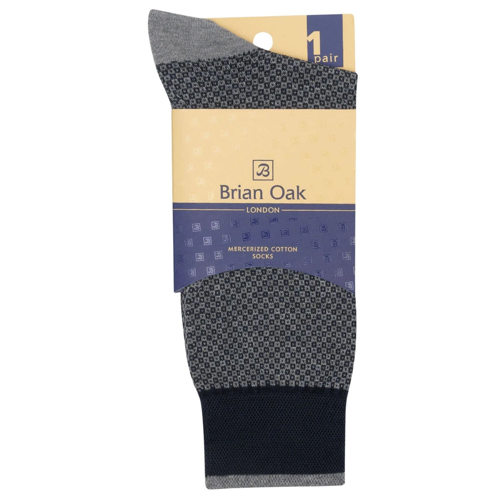 Stuarts London Brian Oak Geometric Pattern Socks - Steel Grey