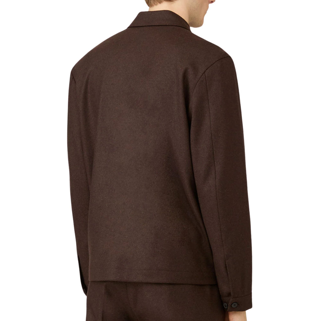 Sunspel Boiled Wool Zip Jacket - Truffle