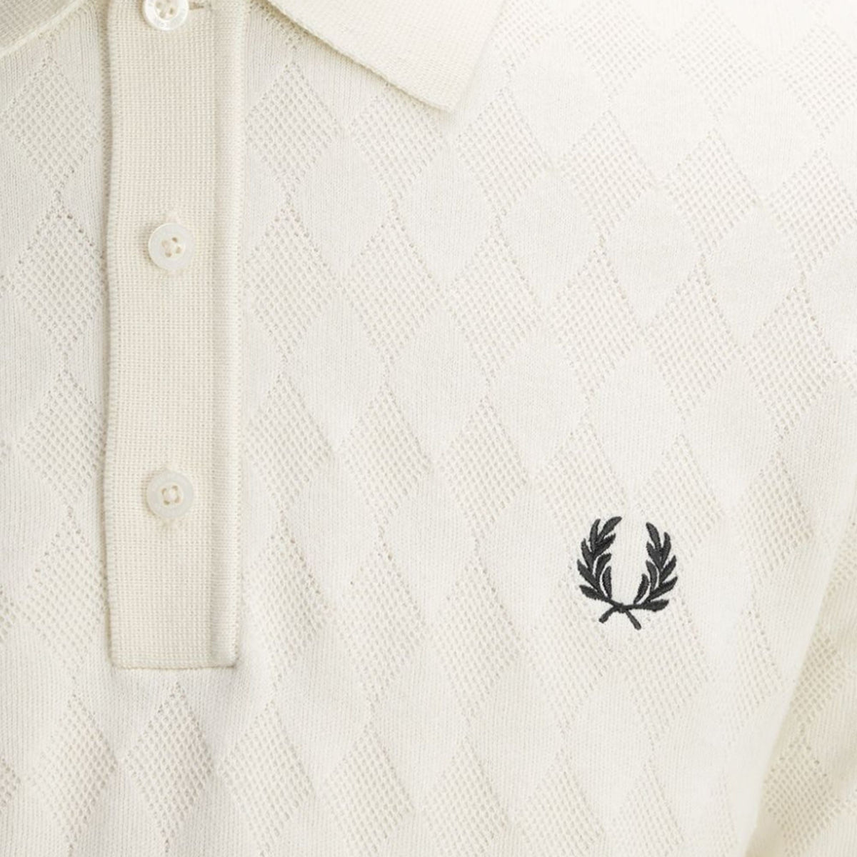 Fred Perry Pointelle Knitted Shirt - Ecru