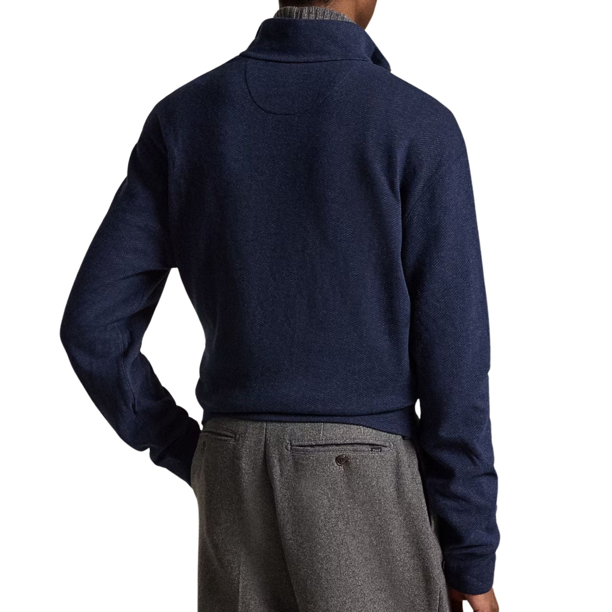 Polo Ralph Lauren Herringbone Print Quarter Zip Pullover - Spring Navy Heather