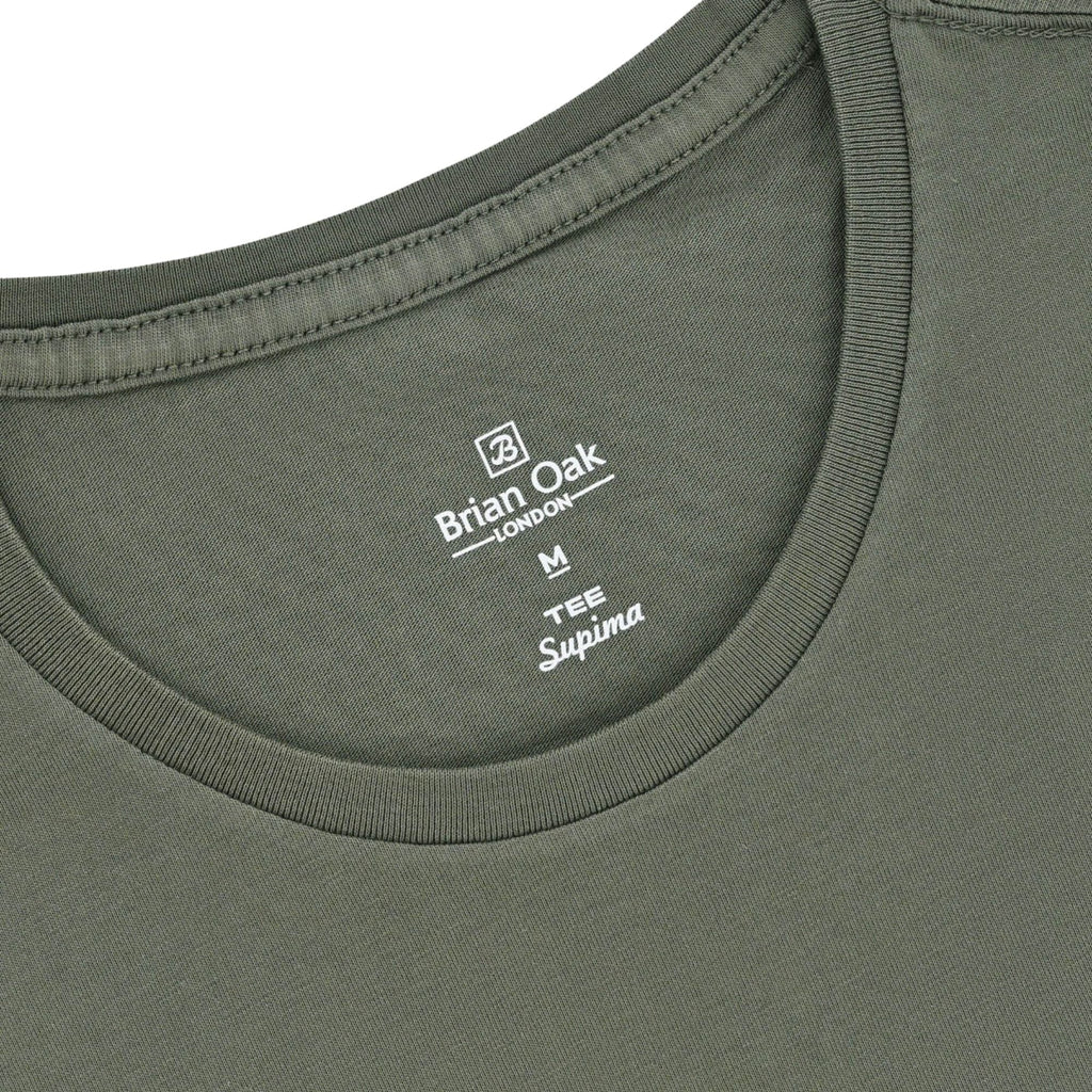 Stuarts London Brian Oak Pure Supima Cotton T-Shirt - Olive
