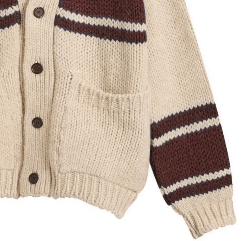Universal Works Langdale Cardigan Chunky Knit Stripe - Ecru