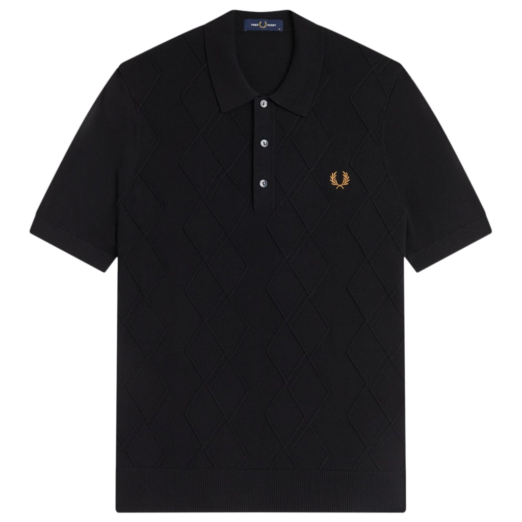 Fred Perry Cable Knitted Shirt - Black