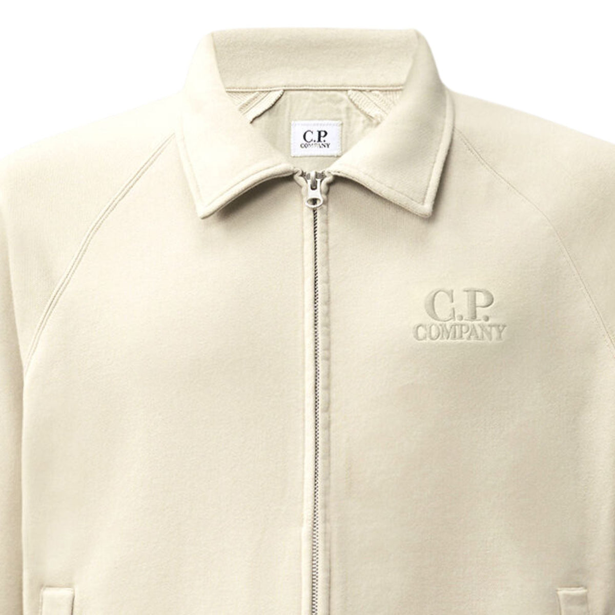 C.P Company Diagonal Raised Fleece Polo Zip Sweatshirt - Silver Birch