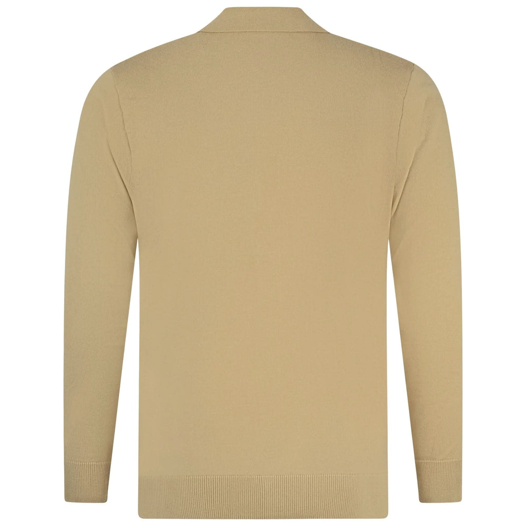 Gabicci Vintage Azima Long Sleeve Plain Knit Button Thru - Caramel
