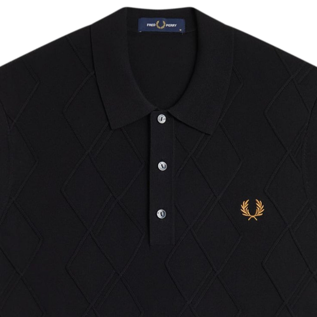Fred Perry Cable Knitted Shirt - Black