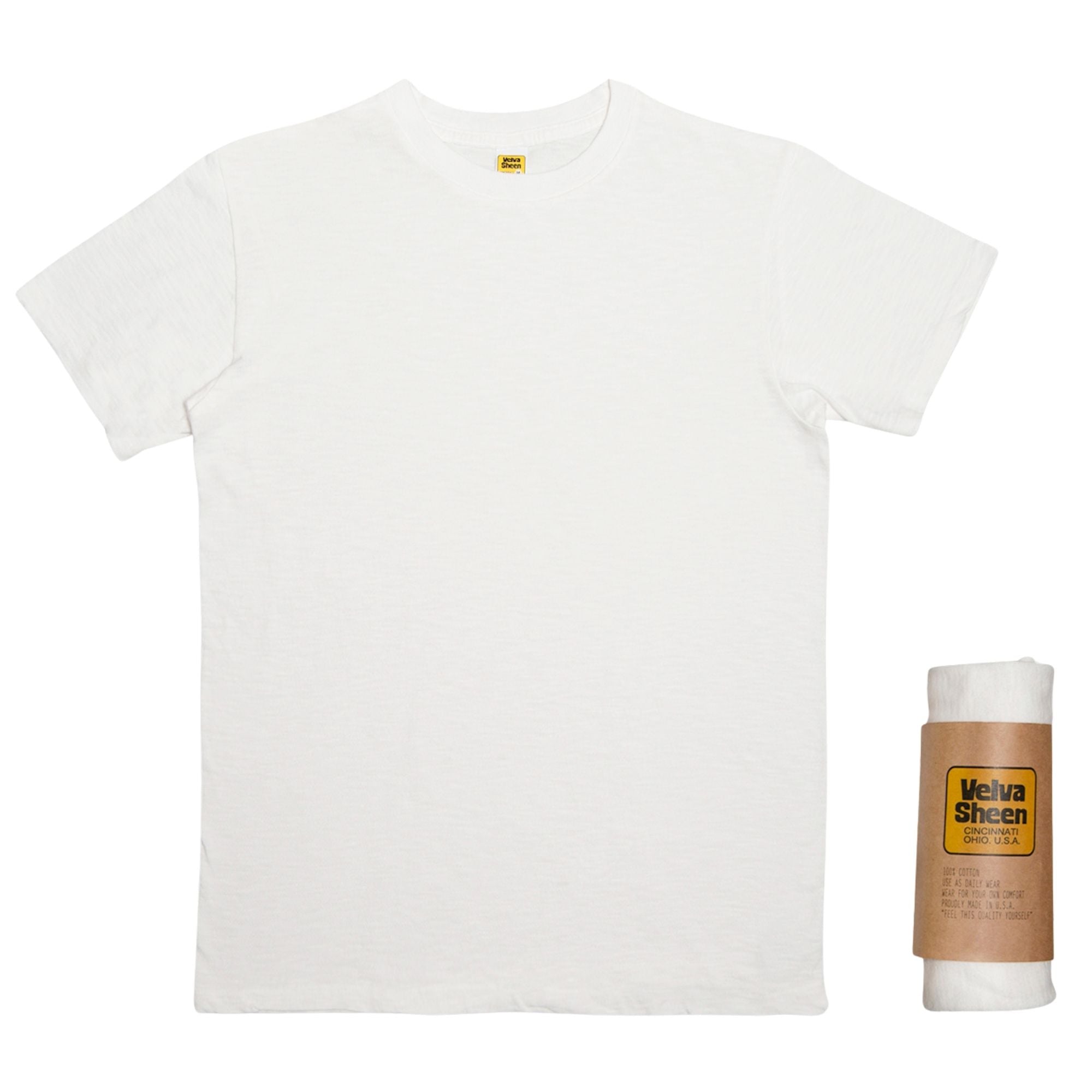 Velva Sheen Rolled Short Sleeve Crew Neck T-Shirt - White