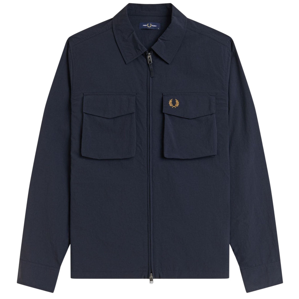 Fred Perry Ripstop Zip-Through Overshirt - Navy