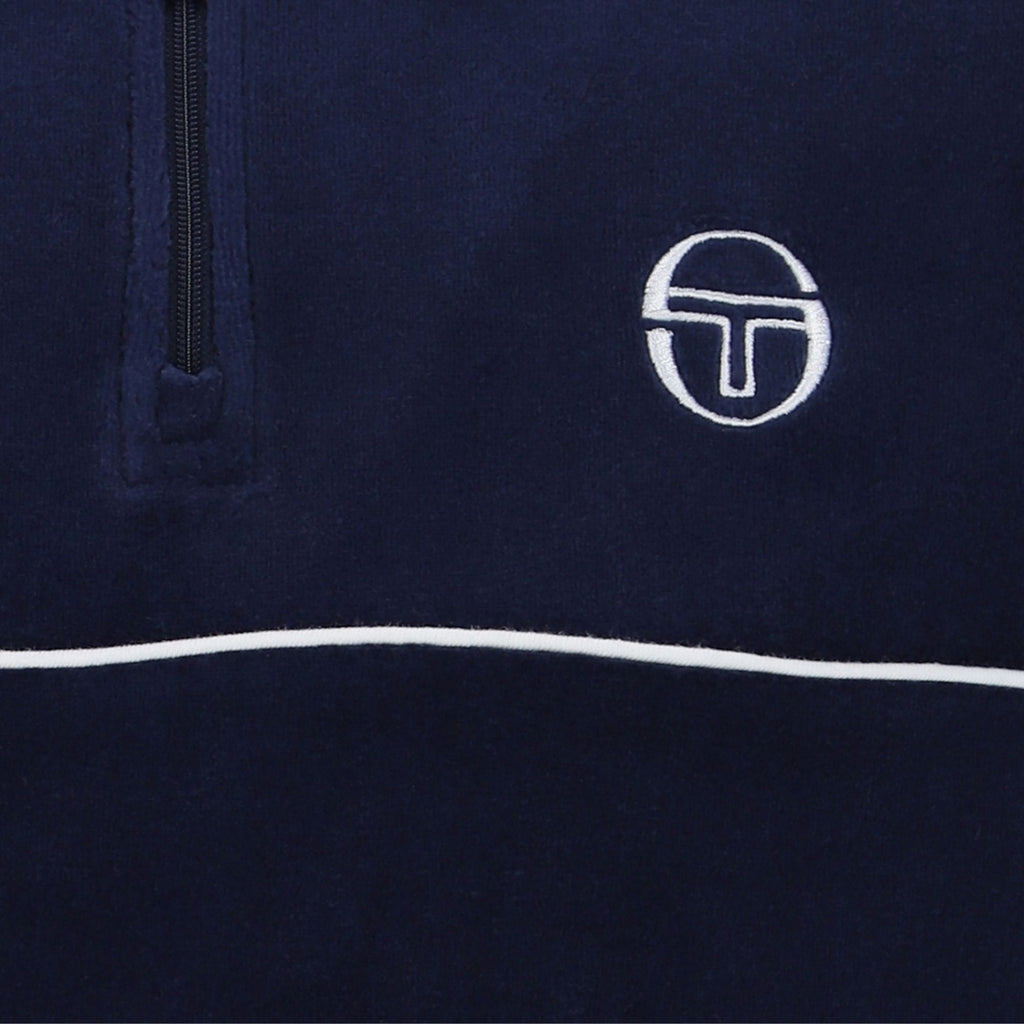 Sergio Tacchini Cardona Velour Zip Polo Shirt - Maritime Blue