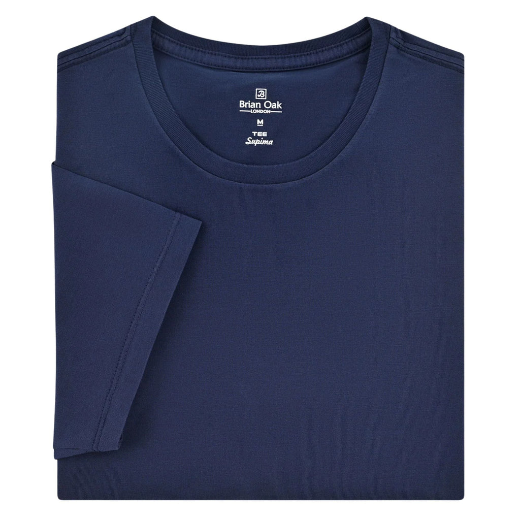 Stuarts London Brian Oak Pure Supima Cotton T-Shirt - Navy