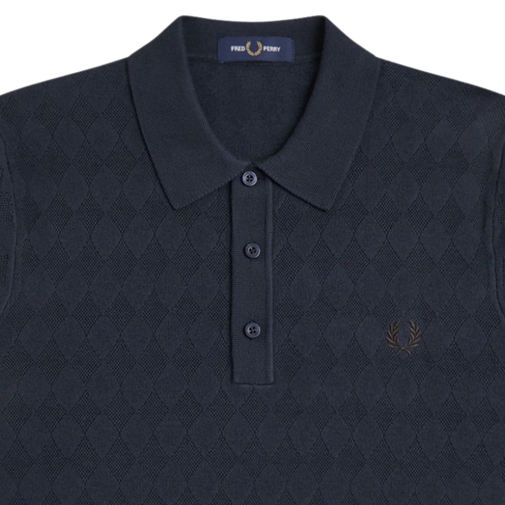 Fred Perry Pointelle Knitted Shirt - Navy