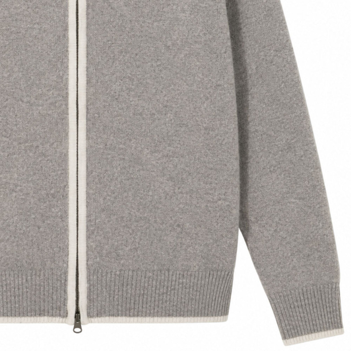 Pittari Lambswool Catch Full Zip Sweater - Vole/Clay